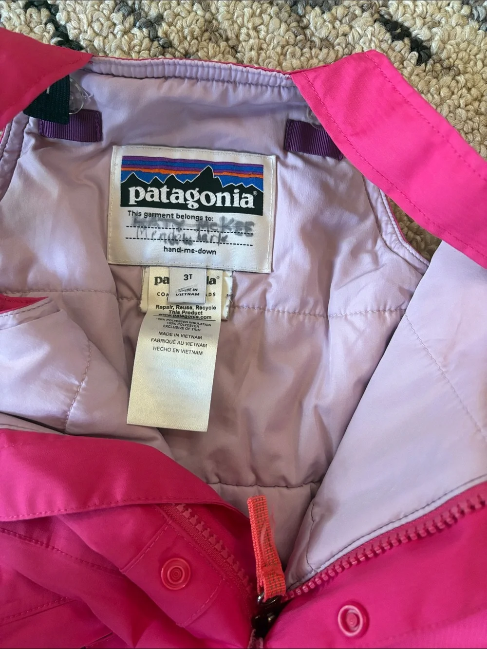 Patagonia Bright Pink Kids Snow Overalls 3T